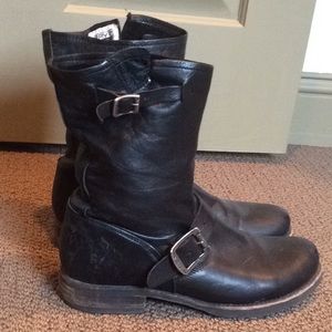 Frye Black Leather Buckle Boot